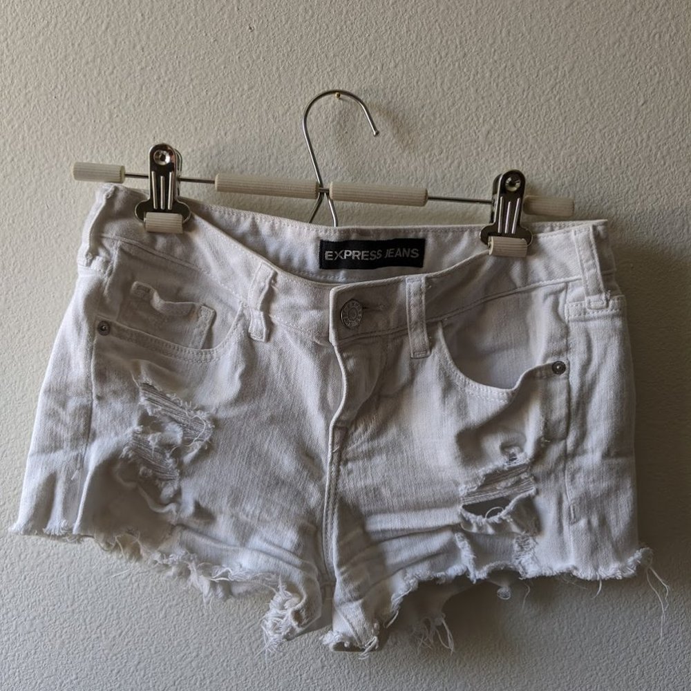 White Distressed Denim Shorts Express Size Small